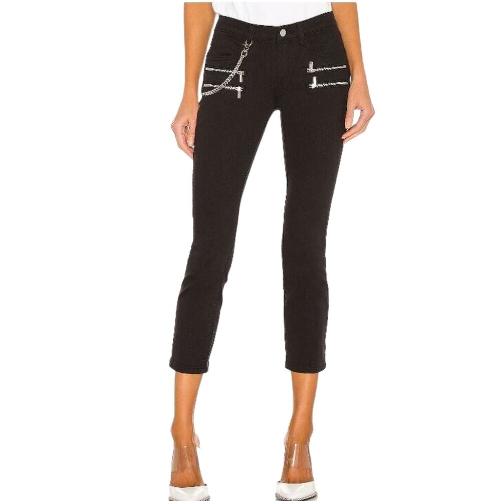 WeWoreWhat Black Skinny Jeans with Silver Chain Detail